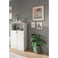 Schoenenkasten-Hioshop ProjektX schoenenkast 2 deuren 1 vak wit hoogglans