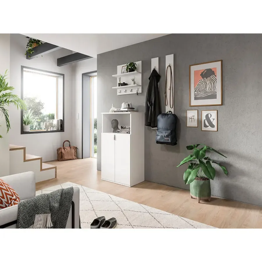 Schoenenkasten-Hioshop ProjektX schoenenkast 2 deuren 1 vak wit hoogglans
