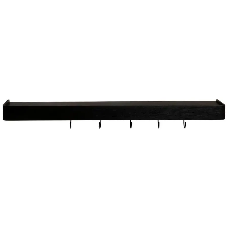 Wandplanken-Merkloos Hioshop Protopia Dan-Form wandplank met haken 9 haken fineer essen zwart