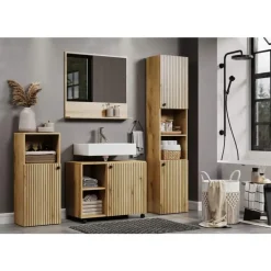 Hioshop PureBliss spiegel bad 80cm met plank eik decor