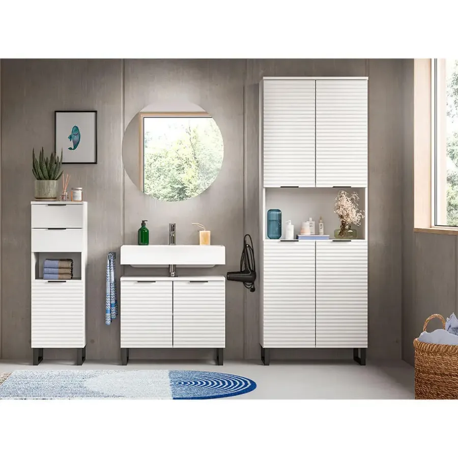 Hioshop Riff spiegelkast Ø70 cm 1 deur wit