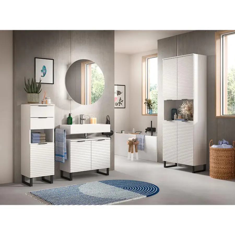 Hioshop Riff spiegelkast Ø70 cm 1 deur wit
