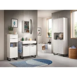Hioshop Riff spiegelkast Ø70 cm 1 deur wit