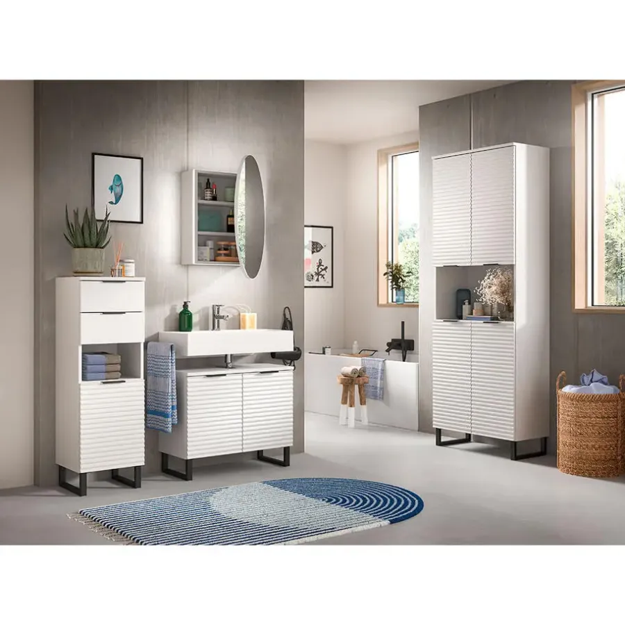 Hioshop Riff spiegelkast Ø70 cm 1 deur wit