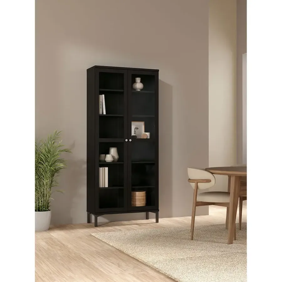 Buffetkasten-Hioshop Roma vitrinekast 2 deuren matzwart