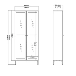 Buffetkasten-Hioshop Roma vitrinekast 2 deuren wit