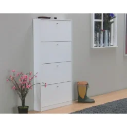 Schoenenkasten-Hioshop Schoenenkast wit mat 75x148x17 cm Escape