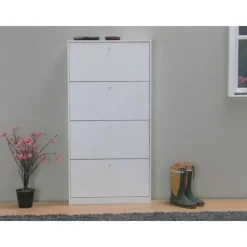 Schoenenkasten-Hioshop Schoenenkast wit mat 75x148x17 cm Escape