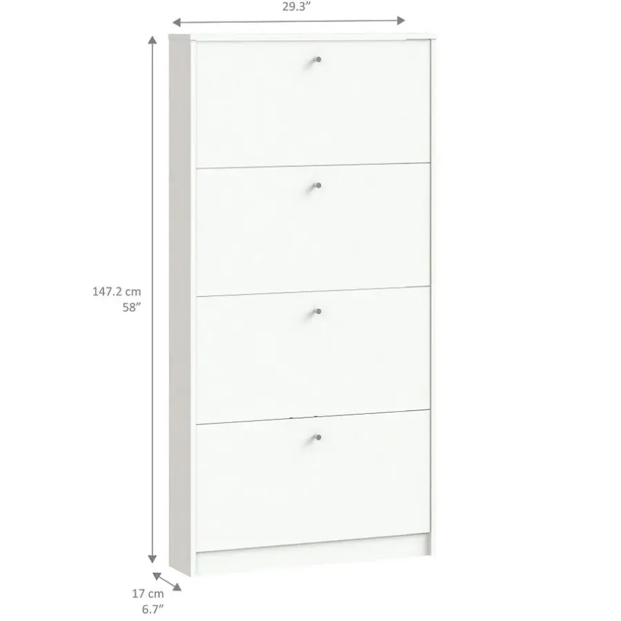 Schoenenkasten-Hioshop Schoenenkast wit mat 75x148x17 cm Escape