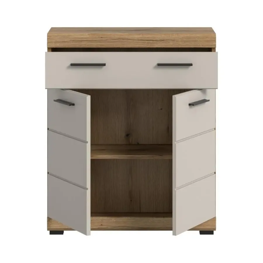 Badmeubelsets-Merkloos Hioshop Scout badkamerkast 2 deuren- 1 lade kasjmier decor mat- eiken decor