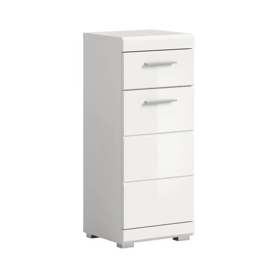 Hoge Kasten-Merkloos Hioshop Scout badkamerkast 1 deur- 1 lade wit hoogglans- wit