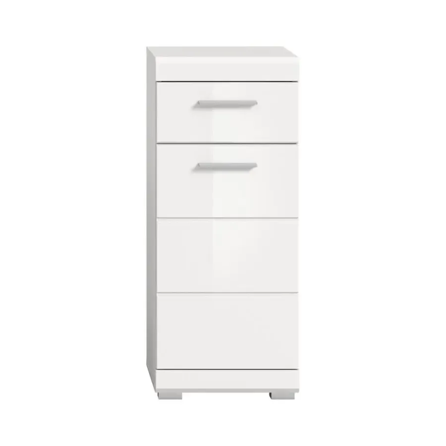 Hoge Kasten-Merkloos Hioshop Scout badkamerkast 1 deur- 1 lade wit hoogglans- wit