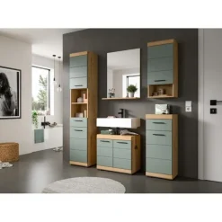 Merkloos Hioshop Scout badkamerkast 1 deur- 1 lade salvie decor- eiken decor