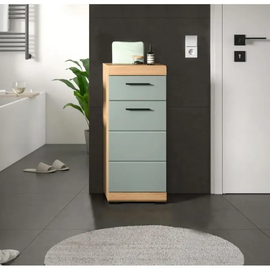 Merkloos Hioshop Scout badkamerkast 1 deur- 1 lade salvie decor- eiken decor