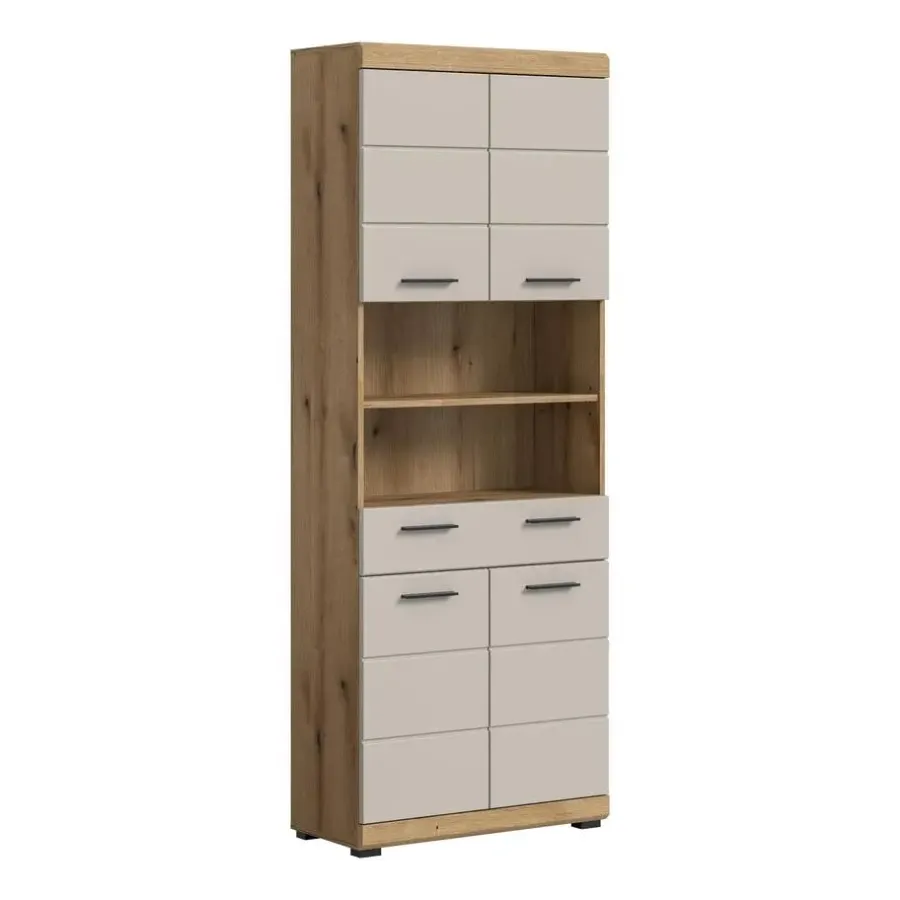 Merkloos Hioshop Scout kolomkast 4 deuren- 1 lade- 2 planken kasjmier decor mat- eiken