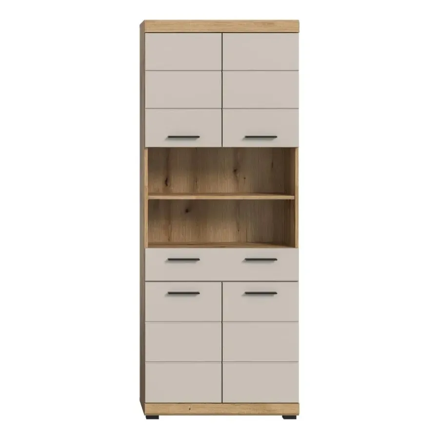 Merkloos Hioshop Scout kolomkast 4 deuren- 1 lade- 2 planken kasjmier decor mat- eiken