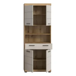Merkloos Hioshop Scout kolomkast 4 deuren- 1 lade- 2 planken kasjmier decor mat- eiken
