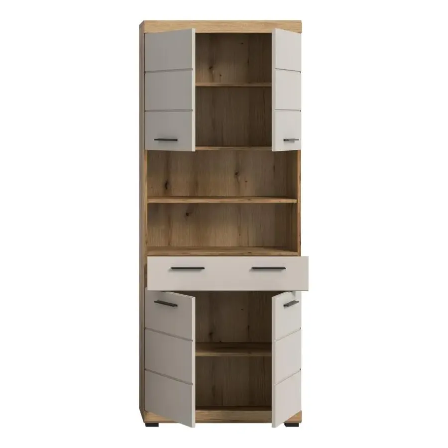 Merkloos Hioshop Scout kolomkast 4 deuren- 1 lade- 2 planken kasjmier decor mat- eiken