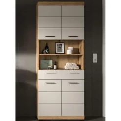 Merkloos Hioshop Scout kolomkast 4 deuren- 1 lade- 2 planken kasjmier decor mat- eiken