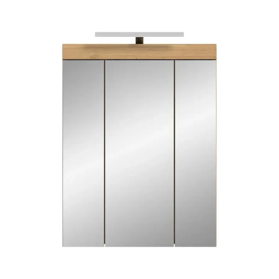 Spiegelkasten-Merkloos Hioshop Scout spiegelkast 2 deuren- 3 spiegeldeuren- 3 planken salvie decor-