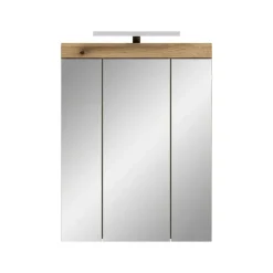 Spiegelkasten-Merkloos Hioshop Scout spiegelkast inclusief verlichting 3 spiegeldeuren eiken decor