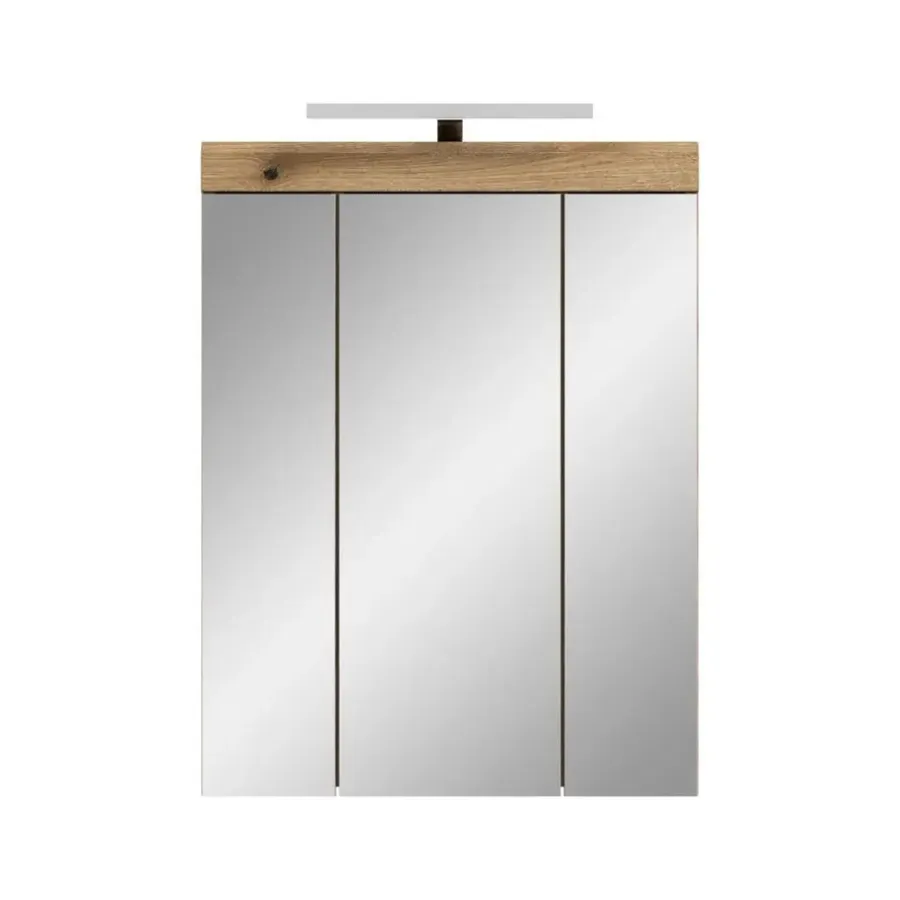 Spiegelkasten-Merkloos Hioshop Scout spiegelkast inclusief verlichting 3 spiegeldeuren eiken decor