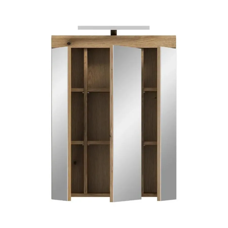 Spiegelkasten-Merkloos Hioshop Scout spiegelkast inclusief verlichting 3 spiegeldeuren eiken decor