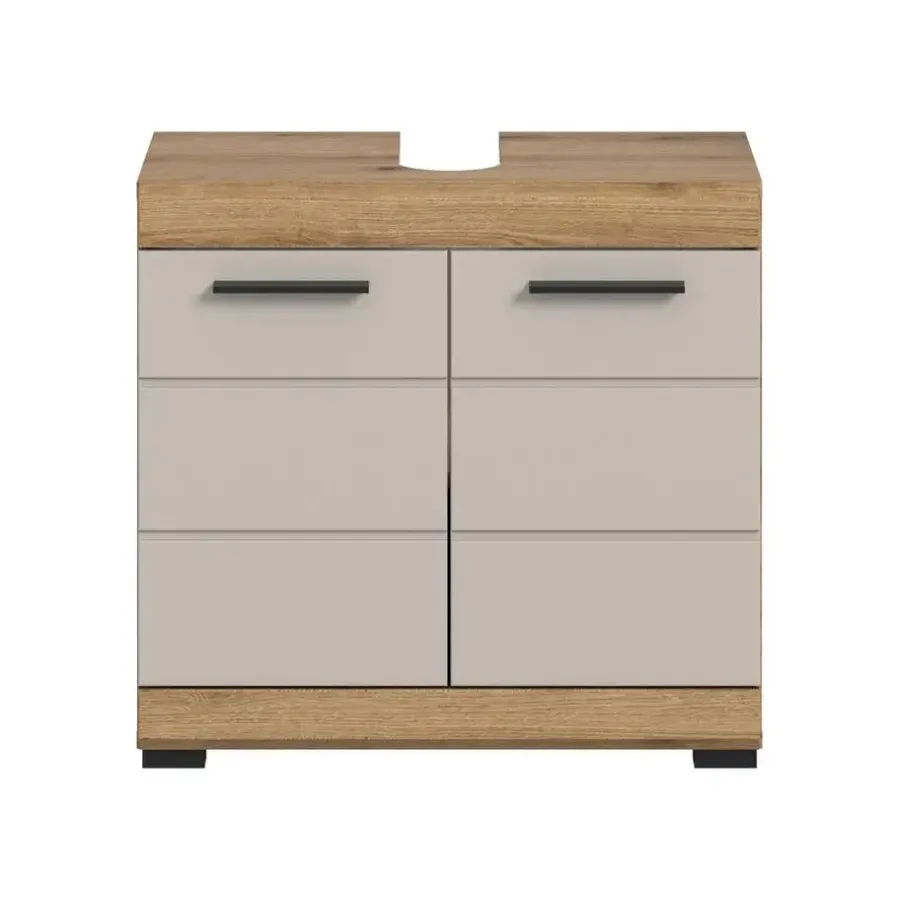 Wastafelkasten-Merkloos Hioshop Scout wastafel 2 deuren kasjmier decor mat- eiken decor