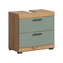 Merkloos Hioshop Scout wastafel 2 deuren- 2 lades- 2 planken salvie decor- eiken decor
