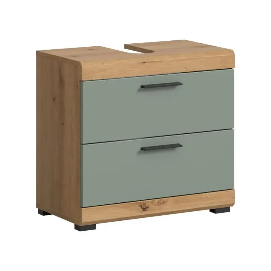 Merkloos Hioshop Scout wastafel 2 deuren- 2 lades- 2 planken salvie decor- eiken decor
