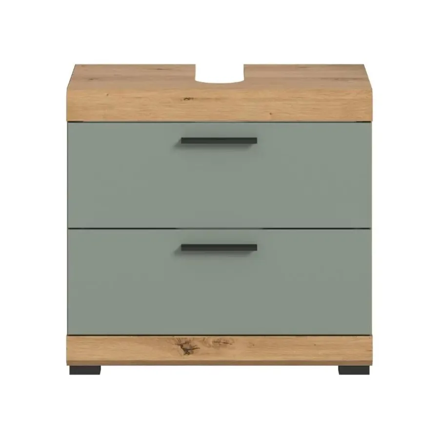 Merkloos Hioshop Scout wastafel 2 deuren- 2 lades- 2 planken salvie decor- eiken decor