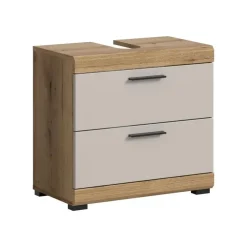 Merkloos Hioshop Scout wastafel 2 lades kasjmier decor mat- eiken decor