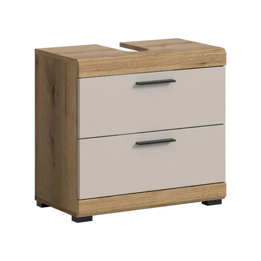 Merkloos Hioshop Scout wastafel 2 lades kasjmier decor mat- eiken decor