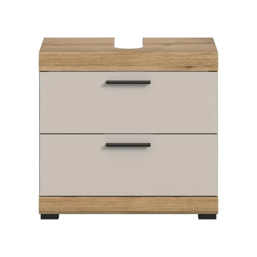 Merkloos Hioshop Scout wastafel 2 lades kasjmier decor mat- eiken decor