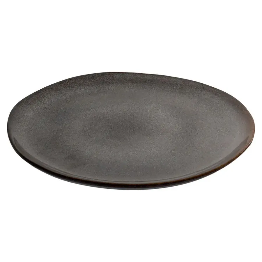Hioshop Selma Dinerdbord keramiek set van 4 grijs- bruin