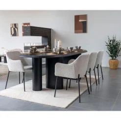 Hioshop Selma Dinerdbord keramiek set van 4 grijs- bruin
