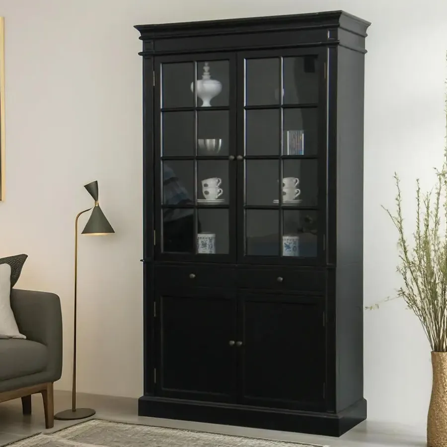 Buffetkasten-Hioshop Servieskast Mozart zwart dressoir met opzet