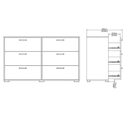 Hioshop Sofia ladekast 6 lades eikdecor
