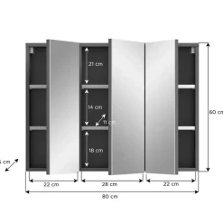 Spiegelkasten-Merkloos Hioshop Soft spiegelkast 3 spiegeldeuren grijs Nachbildung