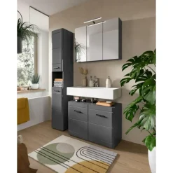 Spiegelkasten-Merkloos Hioshop Soft spiegelkast 3 spiegeldeuren grijs Nachbildung