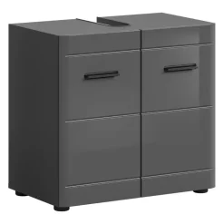 Wastafelkasten-Merkloos Hioshop Soft wastafel 2 deuren grijs hoogglans- grijs