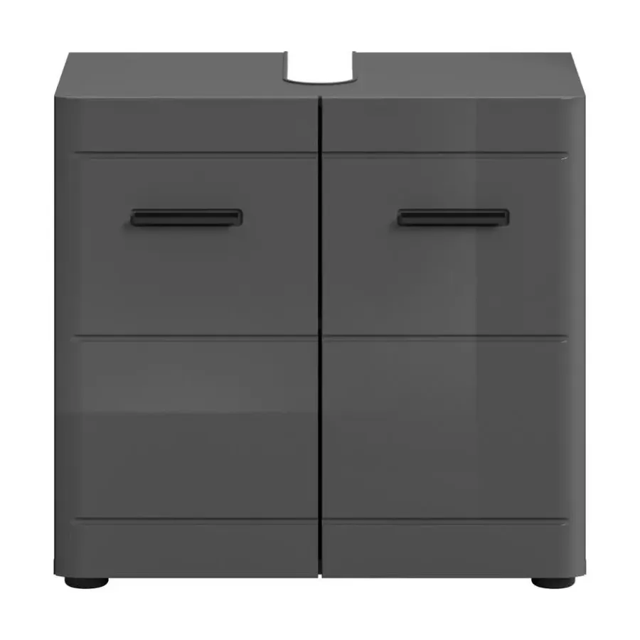 Wastafelkasten-Merkloos Hioshop Soft wastafel 2 deuren grijs hoogglans- grijs