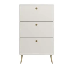 Hioshop Softline schoenenkast 3 kleppen wit