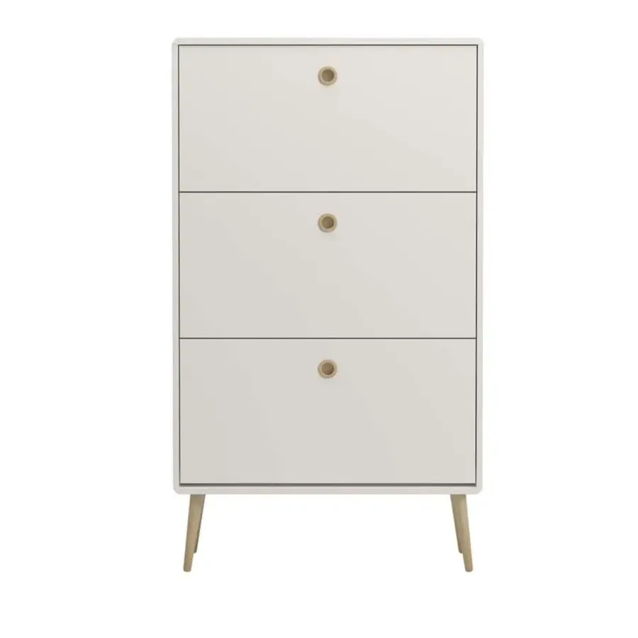 Hioshop Softline schoenenkast 3 kleppen wit