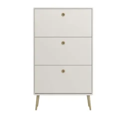 Hioshop Softline schoenenkast 3 kleppen wit