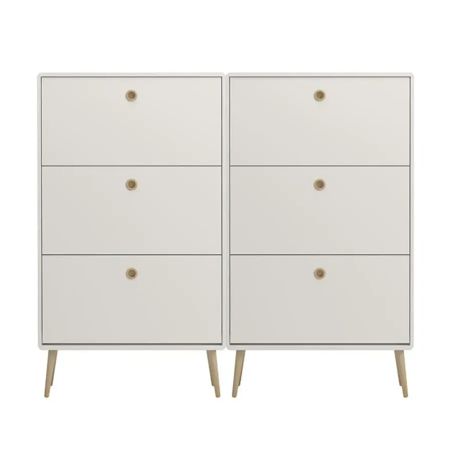 Schoenenkasten-Hioshop Softline schoenenkast 6 kleppen wit