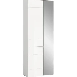 Merkloos Hioshop Solero kledingkast 1 deur- 1 spiegeldeur wit hoogglans- wit