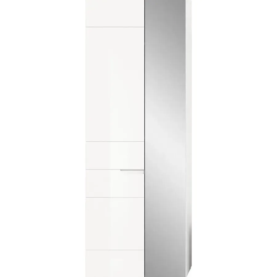 Merkloos Hioshop Solero kledingkast 1 deur- 1 spiegeldeur wit hoogglans- wit