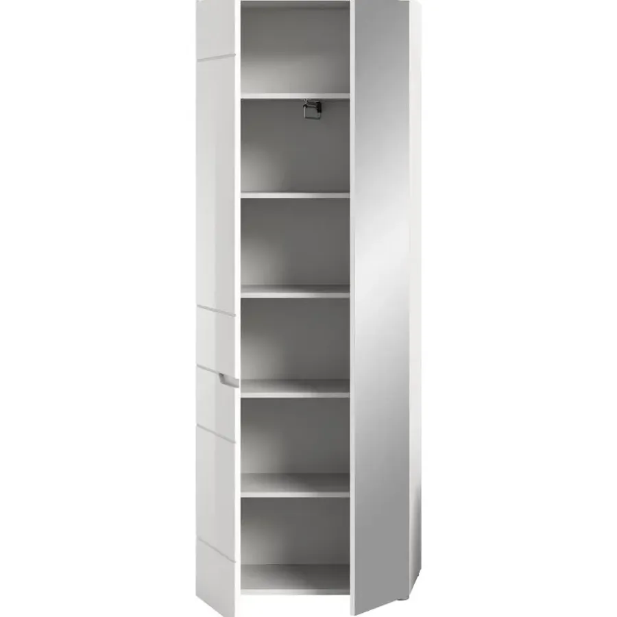 Merkloos Hioshop Solero kledingkast 1 deur- 1 spiegeldeur wit hoogglans- wit