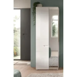 Merkloos Hioshop Solero kledingkast 1 deur- 1 spiegeldeur wit hoogglans- wit